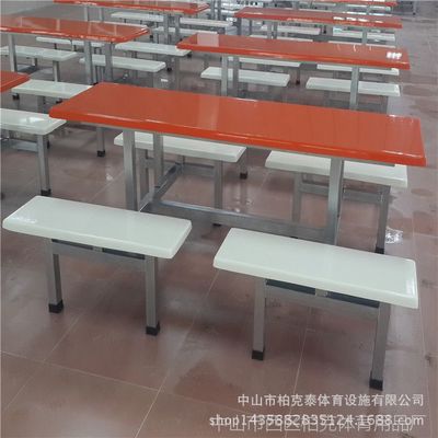 合山市工厂员工食堂多人位8人4人 连体餐桌椅 学生饭堂餐桌
